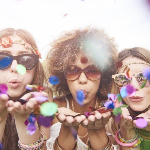 Blowing confetti in the main plan